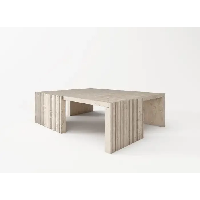 Modern Travertine Coffee Table – Minimalist Living Room Centerpiece