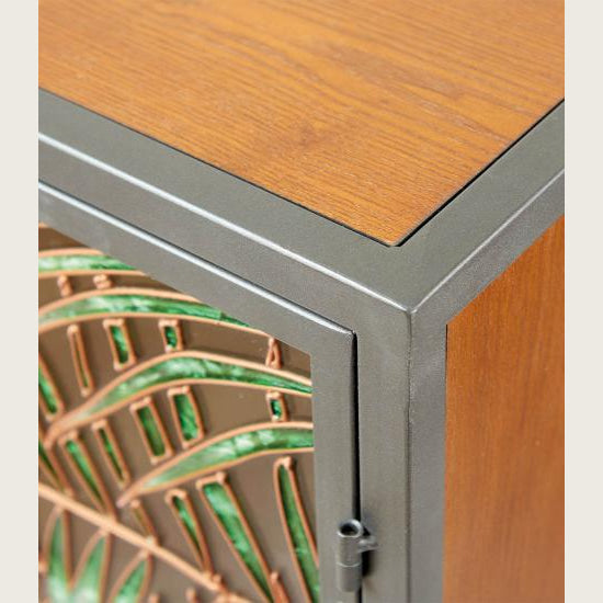 Tropical Glass-front Sideboard with Gold Accents | Luxury Interior Design