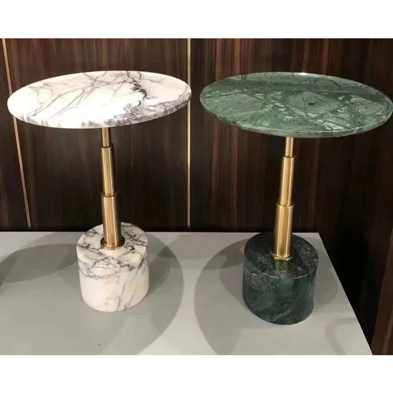 Modern Green Marble Side Table with Gold Metal Base – Luxury Accent for Living Room or Bedroom
