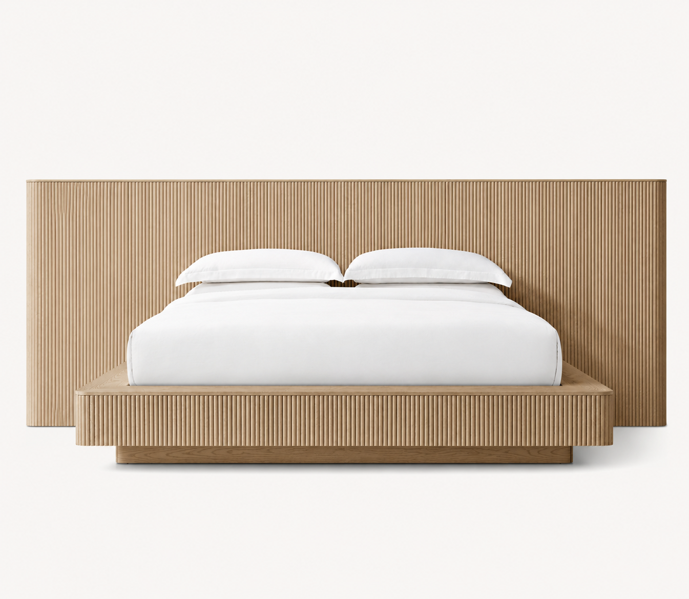 The Vidda Fluted Bed | Solid European Oak × Extended Wall Headboard