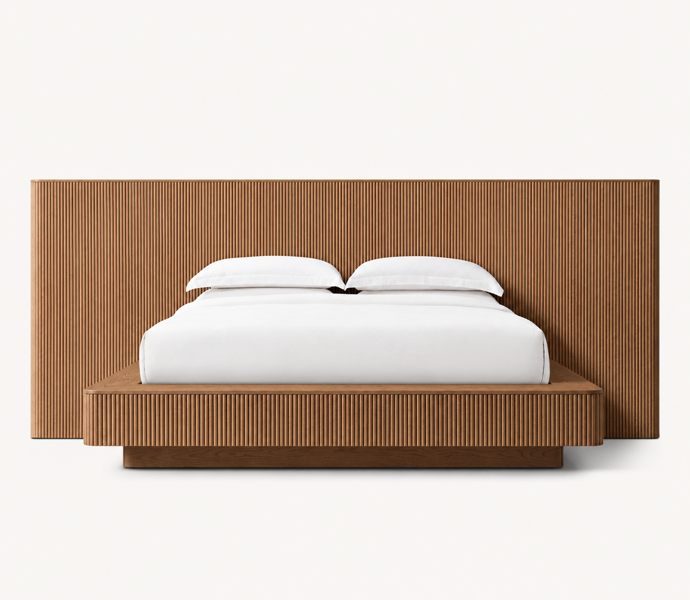 The Vidda Fluted Bed | Solid European Oak × Extended Wall Headboard