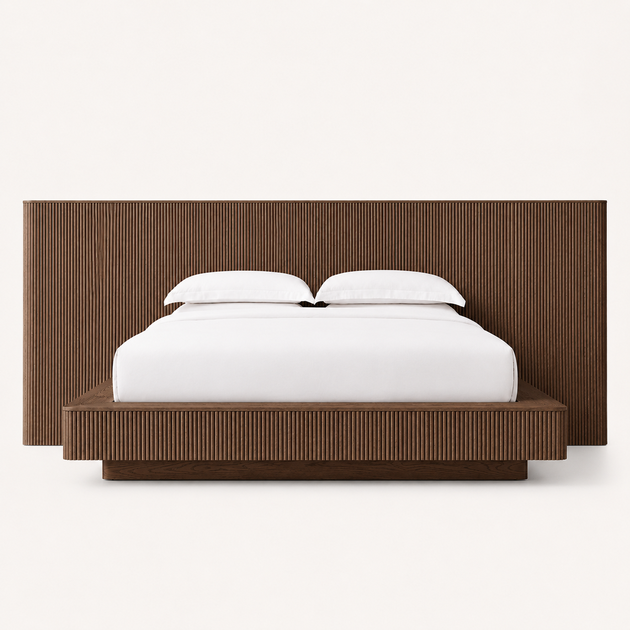 The Vidda Fluted Bed | Solid European Oak × Extended Wall Headboard