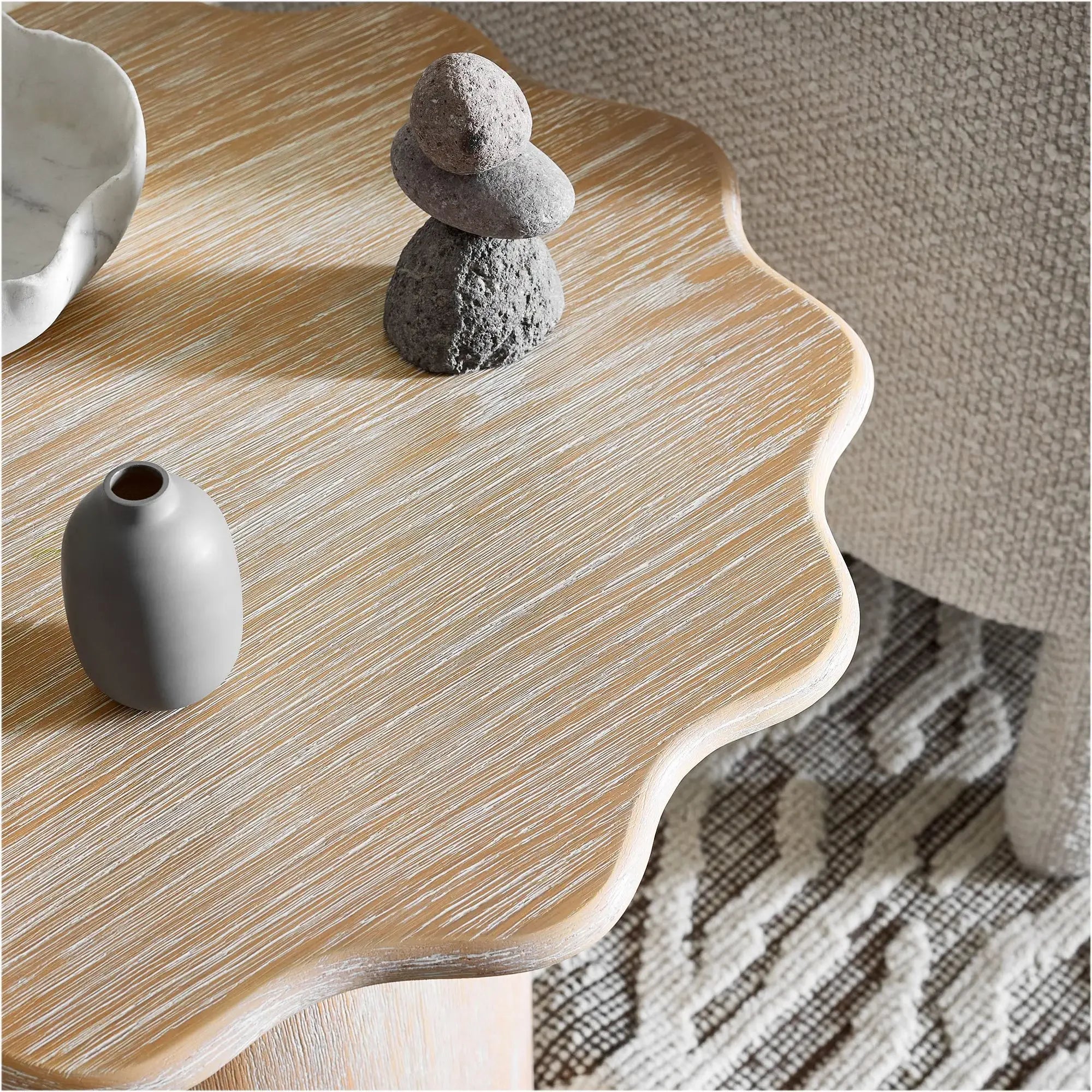 Wavy Edge Wooden Side Table – Organic Minimalist Accent | Japandi Interiors
