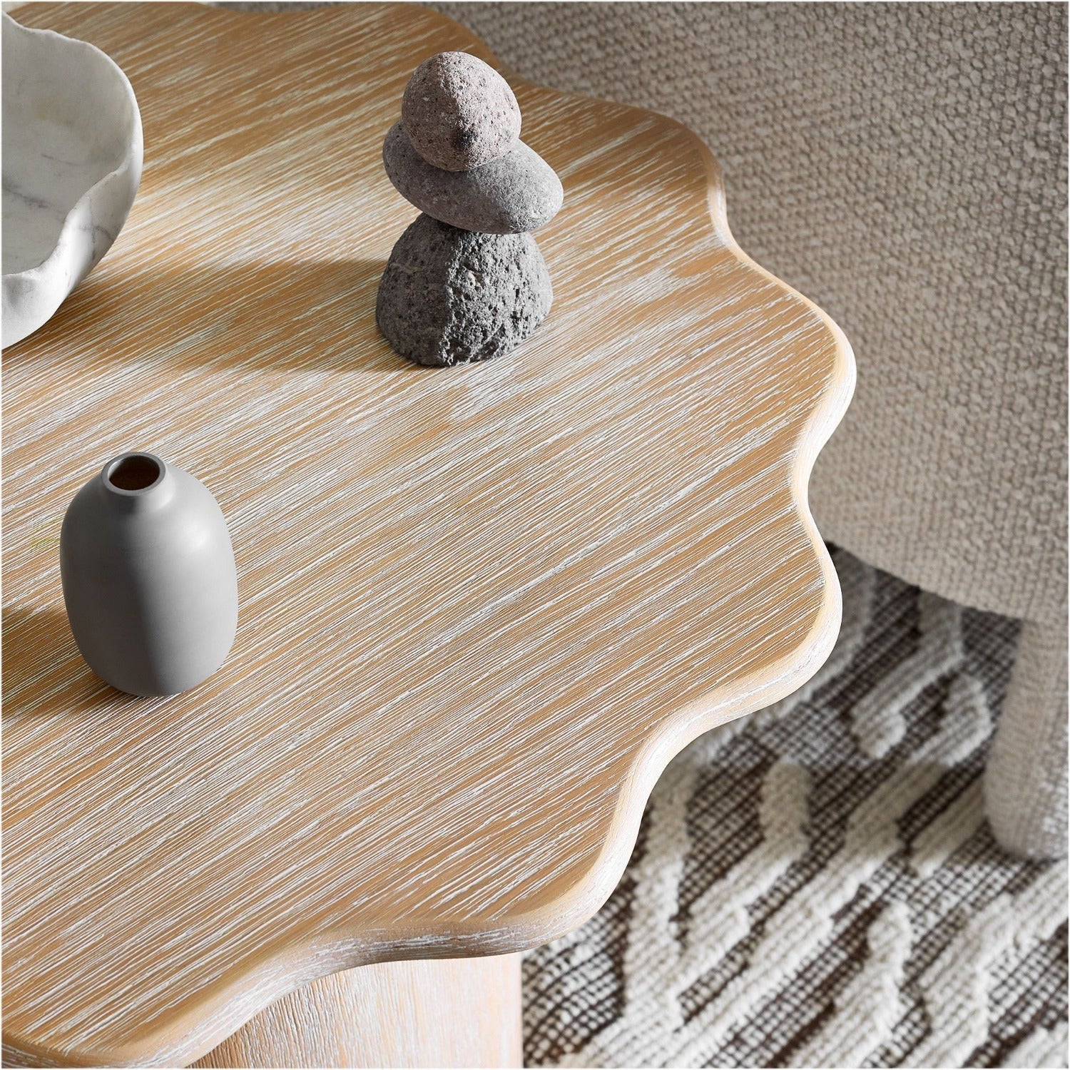 Wavy Edge Wooden Side Table – Organic Minimalist Accent | Japandi Interiors