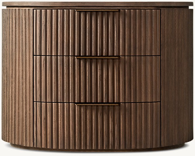 The Aurelio Fluted Oak Nightstand | Solid Hand-Carved Collection