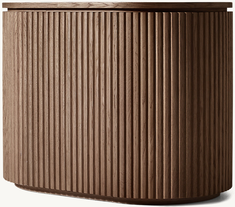 The Aurelio Fluted Oak Nightstand | Solid Hand-Carved Collection