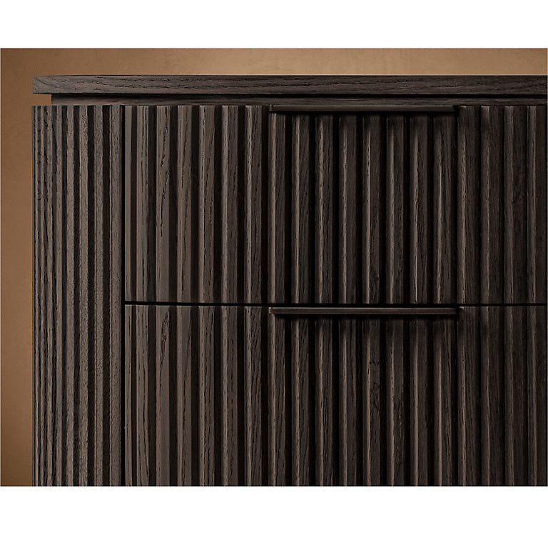 The Aurelio Fluted Oak Nightstand | Solid Hand-Carved Collection