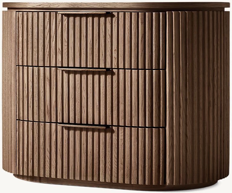 The Aurelio Fluted Oak Nightstand | Solid Hand-Carved Collection