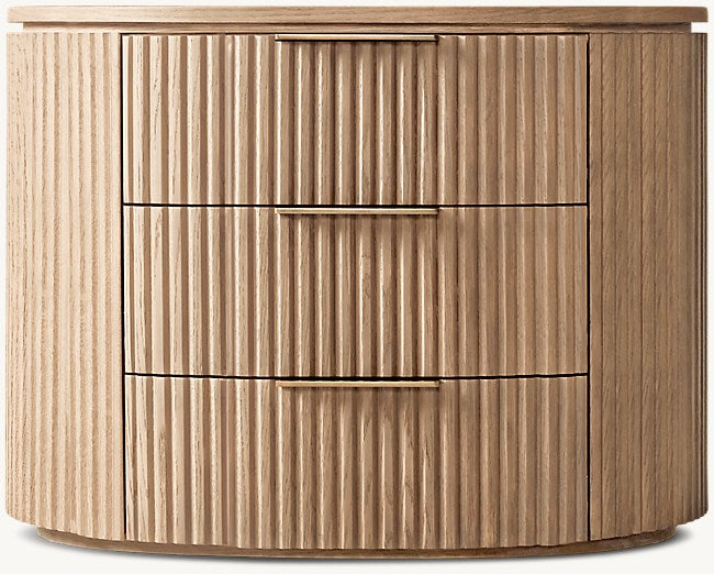The Aurelio Fluted Oak Nightstand | Solid Hand-Carved Collection