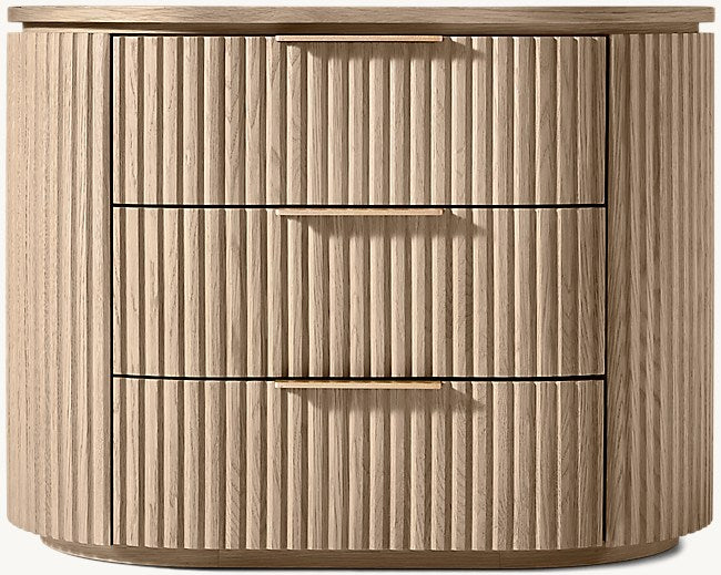 The Aurelio Fluted Oak Nightstand | Solid Hand-Carved Collection