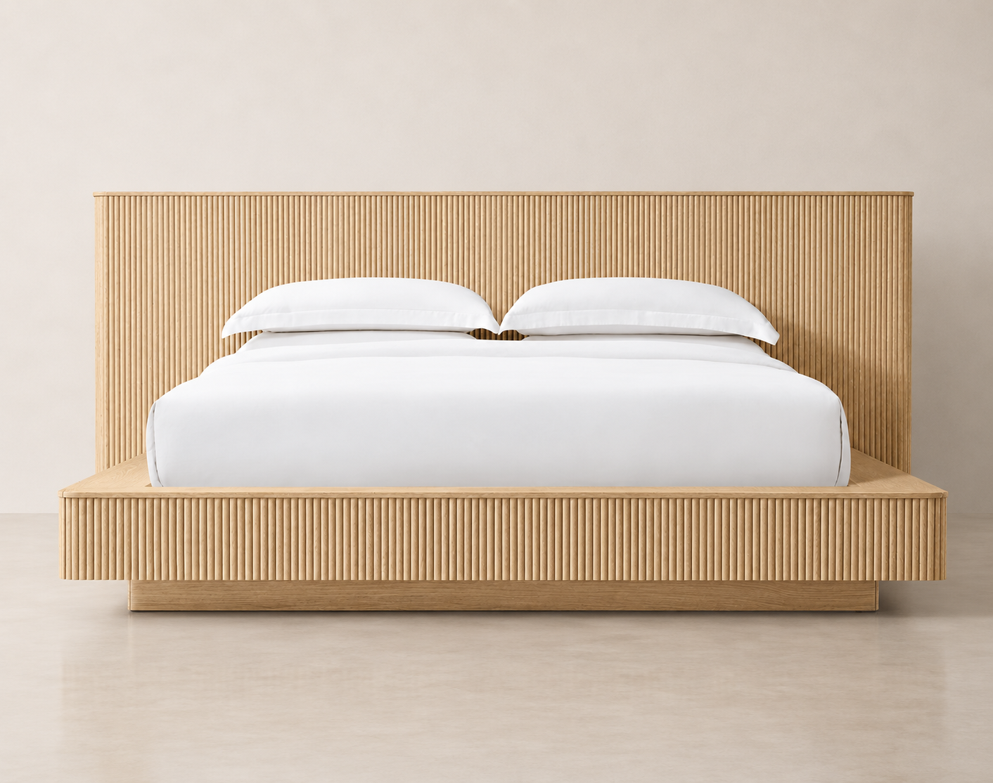 The Fjorden Panel Platform Bed | Extended Fluted Headboard