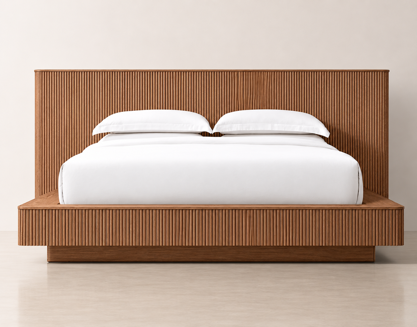 The Fjorden Panel Platform Bed | Extended Fluted Headboard