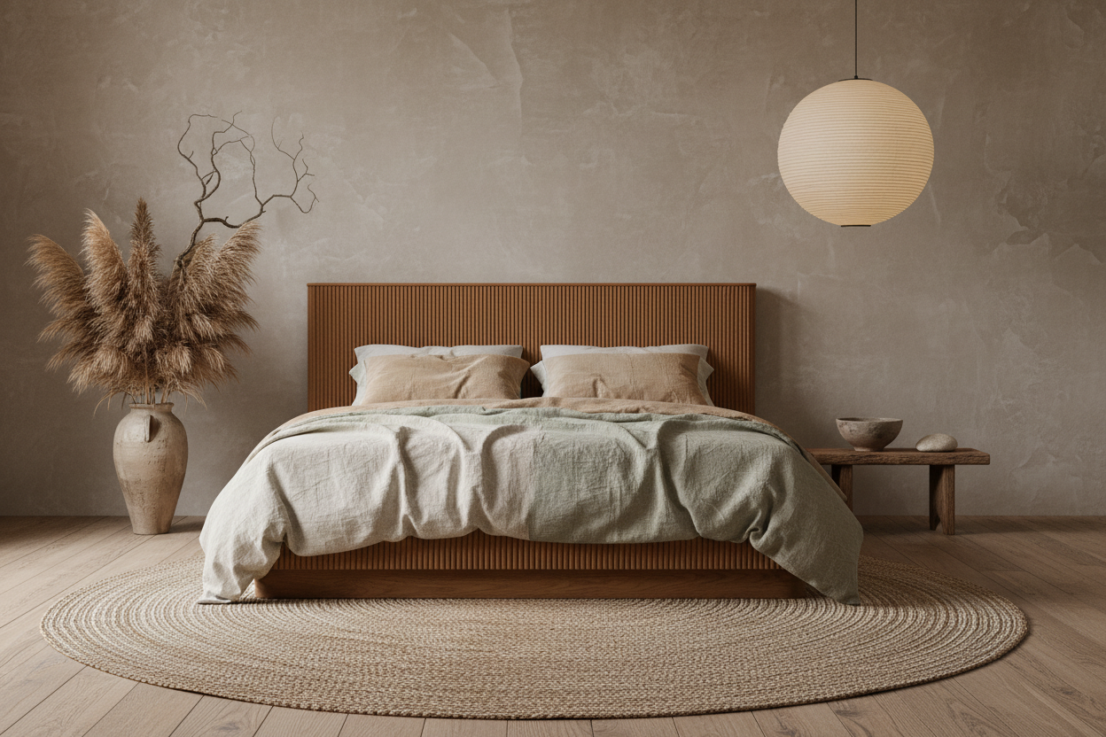 The Kannelur Platform Bed | Fluted Headboard