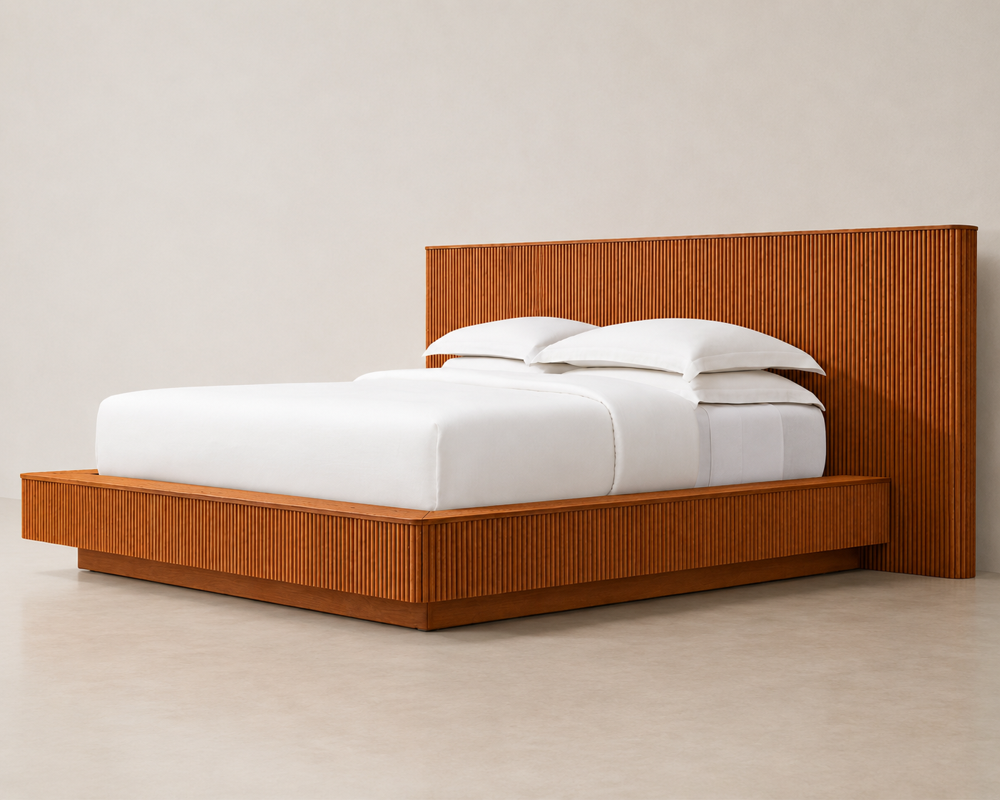 The Fjorden Panel Platform Bed | Extended Fluted Headboard