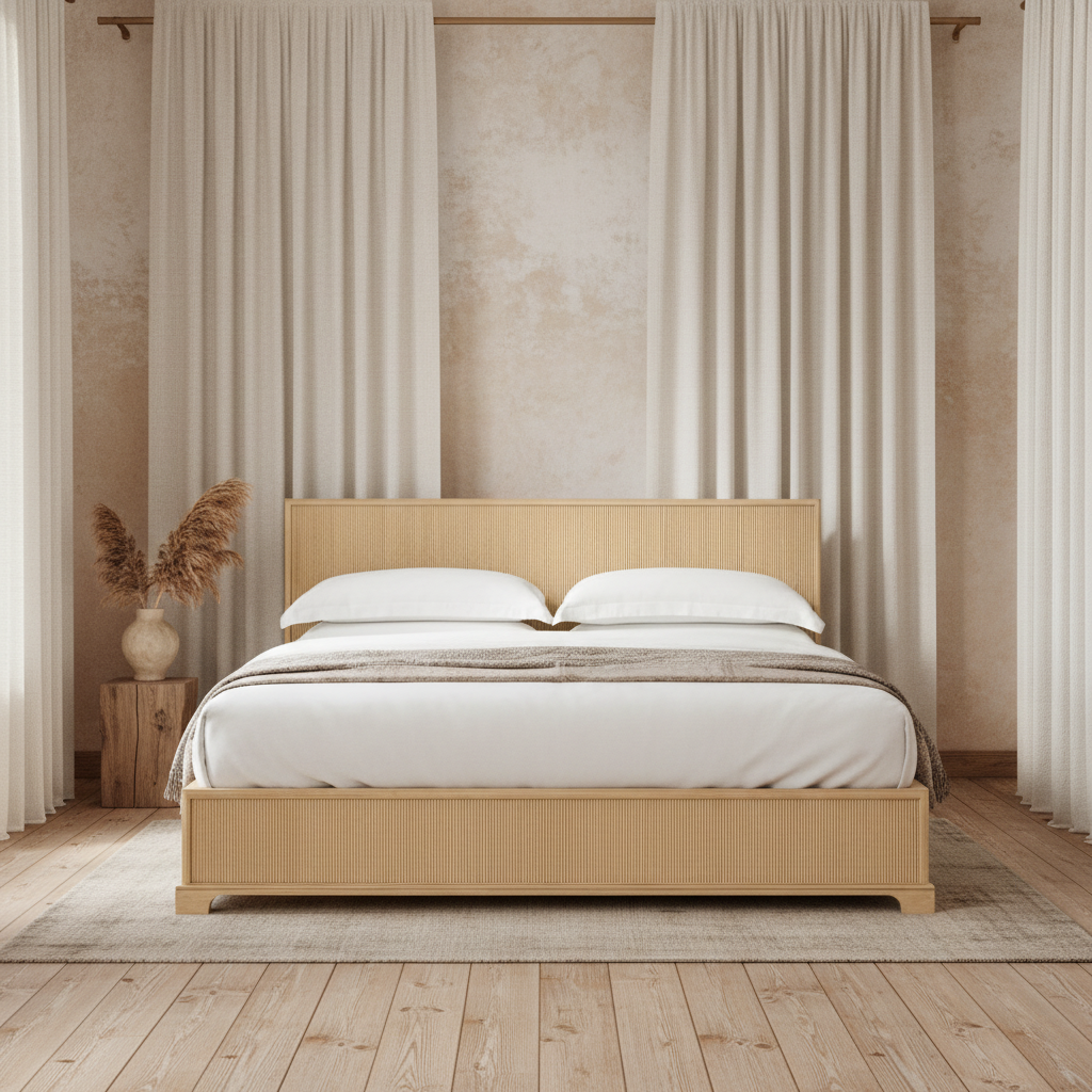 The Havre Reeded Panel Bed | Solid European Oak