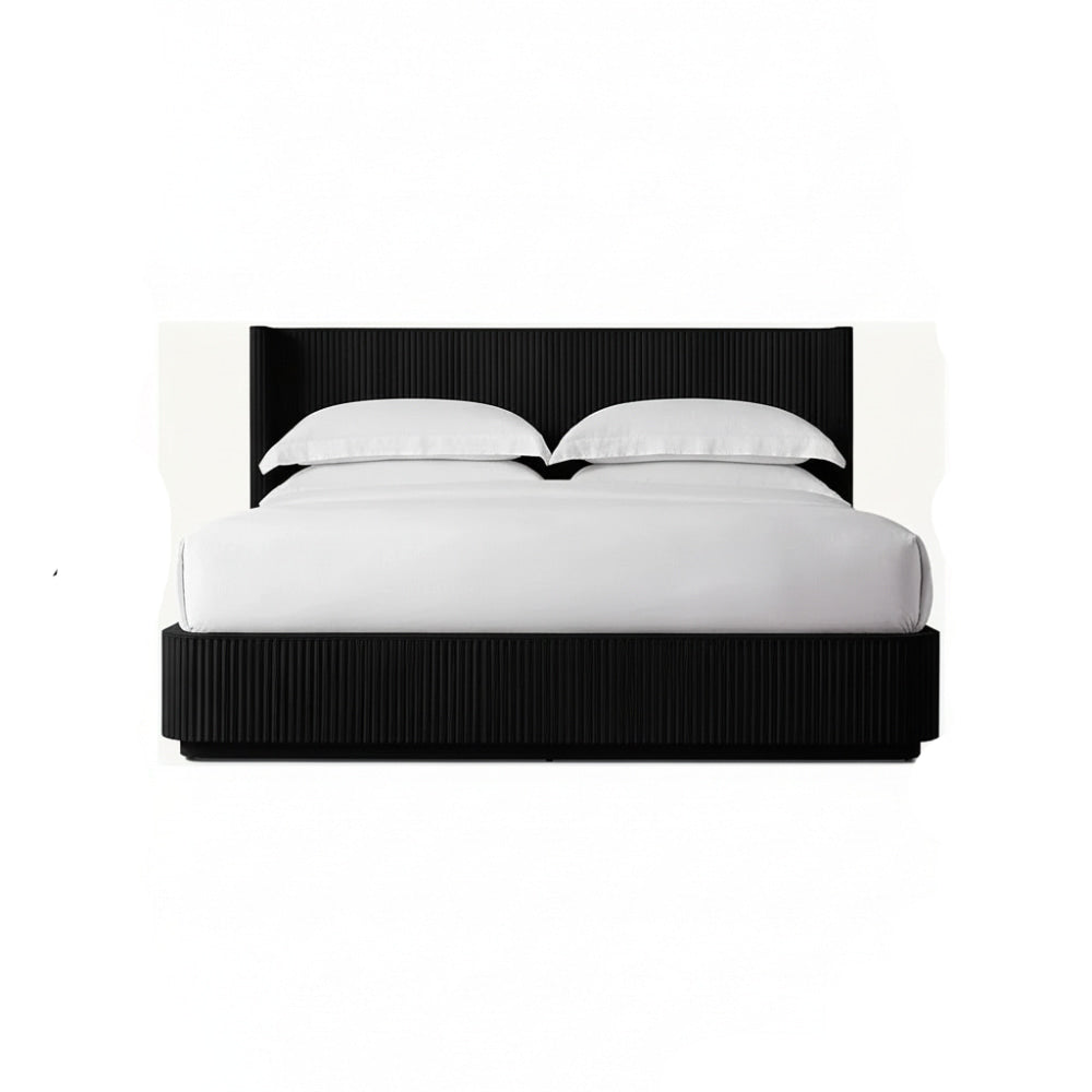 Black Fluted Oak Platform Bed | HLMPrhy62 - Beds