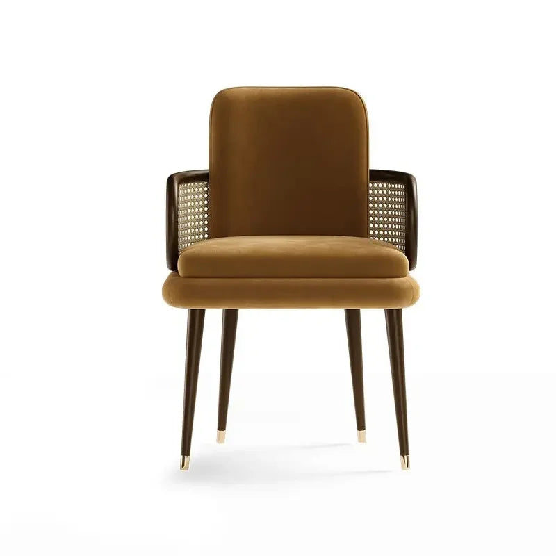 Cannage Dining Chair with Velvet Cushion | Luxury Room Interior
