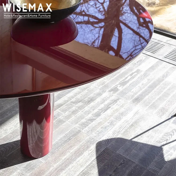 Contemporary Glossy Mogg Elephante Modern Burgundy Coffee Table | Luxury Decor