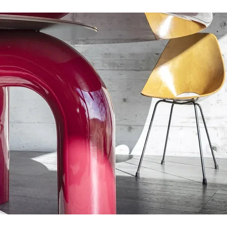 Contemporary Glossy Mogg Elephante Modern Burgundy Coffee Table | Luxury Decor