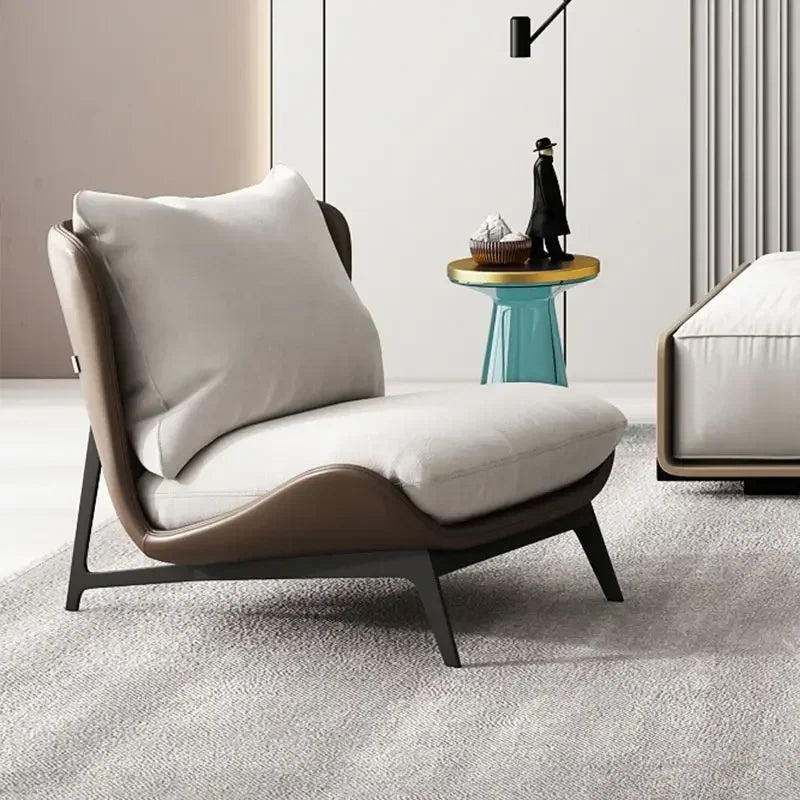 Contemporary Leather Accent Chair with Metal Frame | Luxury Interiors