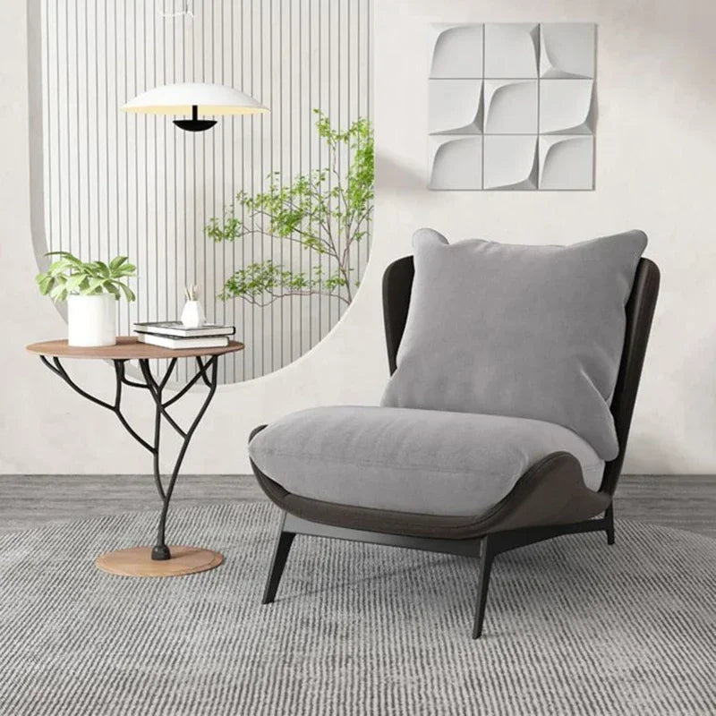Contemporary Leather Accent Chair with Metal Frame | Luxury Interiors
