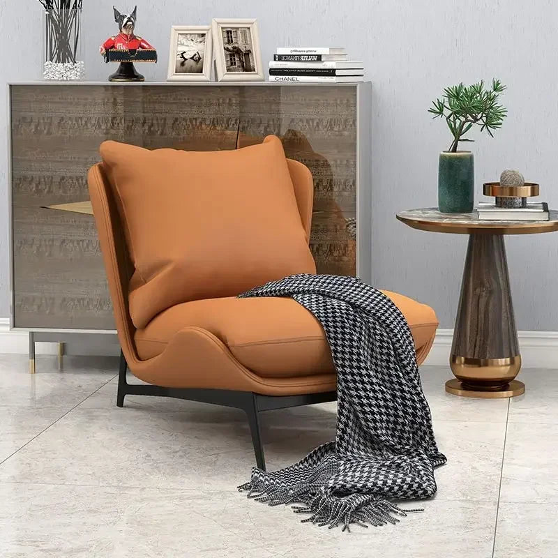 Contemporary Leather Accent Chair with Metal Frame | Luxury Interiors