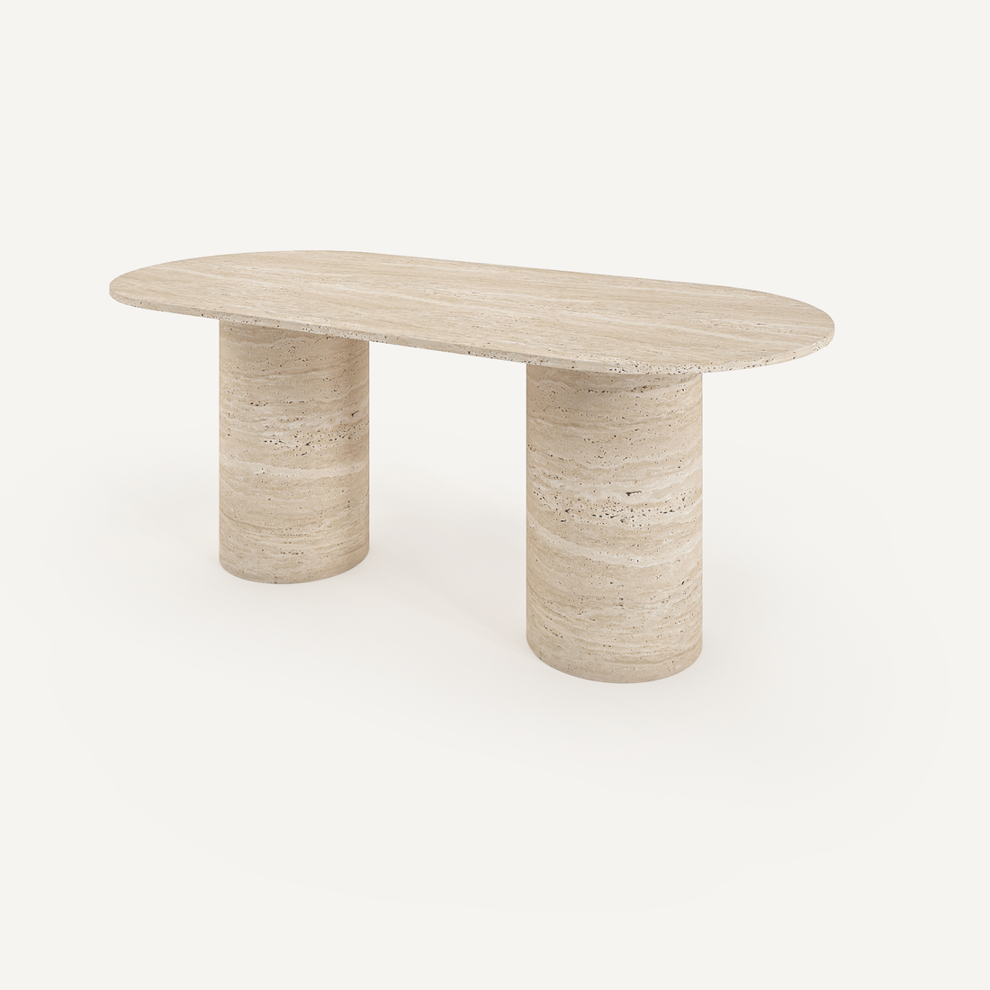 Contemporary Oval Travertine Dining Table – Minimalist Stone Design for Luxury Interiors