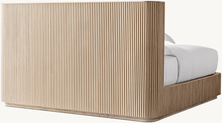 Fluted Oak Platform Bed | HLMPrhy58 - Beds