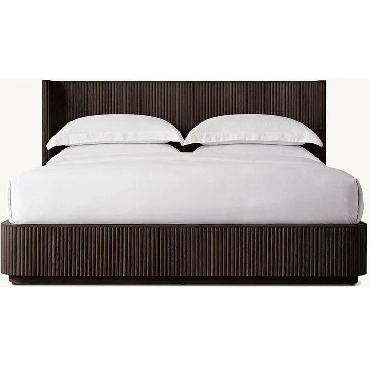 Fluted Oak Platform Bed | HLMPrhy58 - Beds