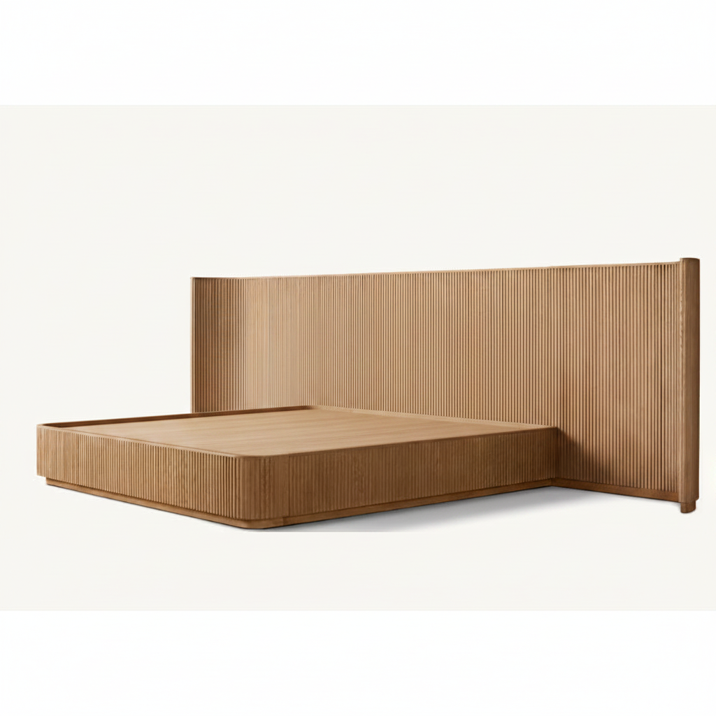 Fluted Oak Bed | Modern Solid Wood Bed Frame