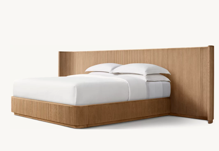 Bespoke Oak Fluted Panel Bed | Handcrafted Solid Wood Frame | Modern Architectural Designer
