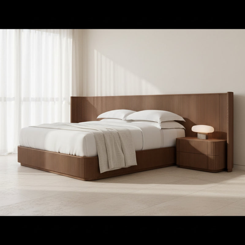 Bespoke Oak Fluted Panel Bed | Handcrafted Solid Wood Bed Frame ...