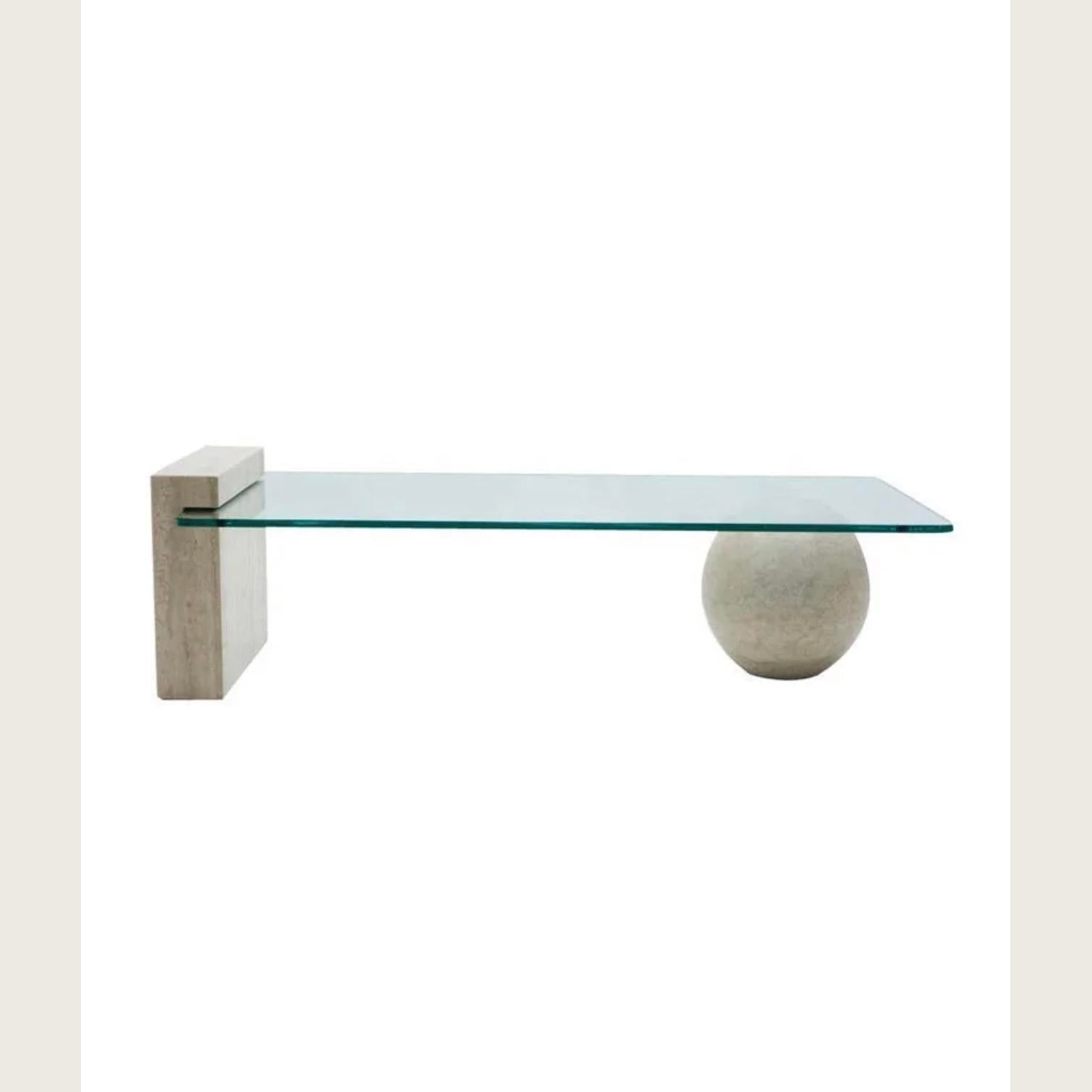 Travertine Glass Coffee Table - Luxury Modern Minimalism Living Room