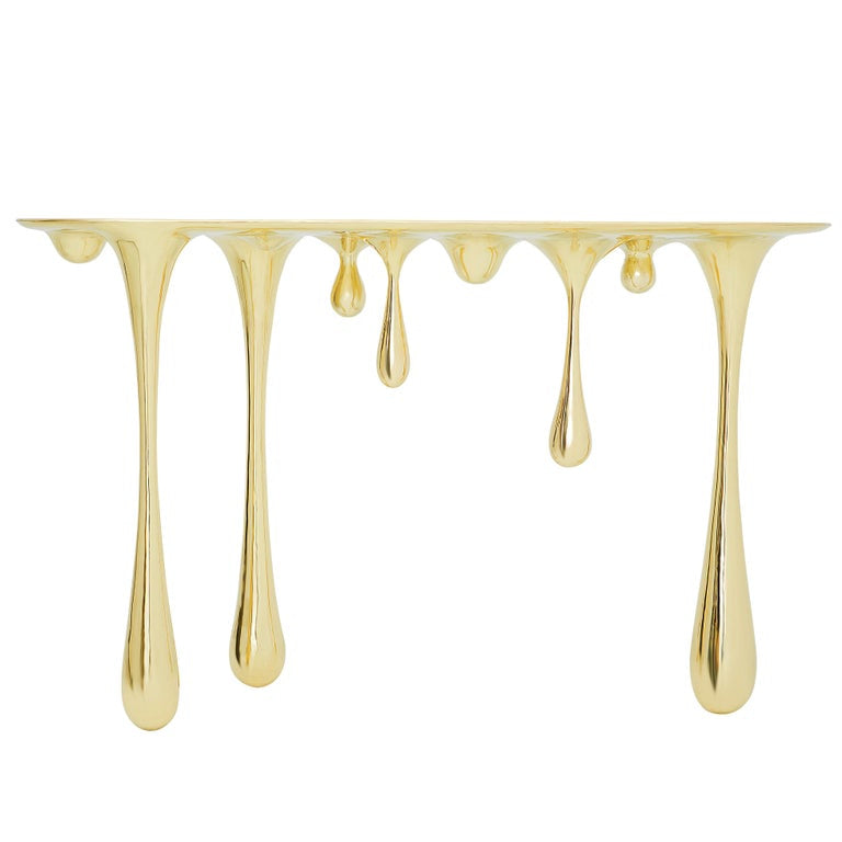Luxury Gold Drip Console Table – Sculptural Modern Art Furniture | Interiors