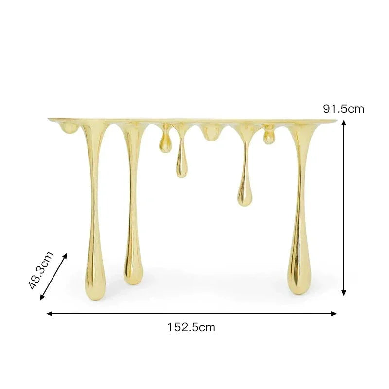 Luxury Gold Drip Console Table – Sculptural Modern Art Furniture | Interiors