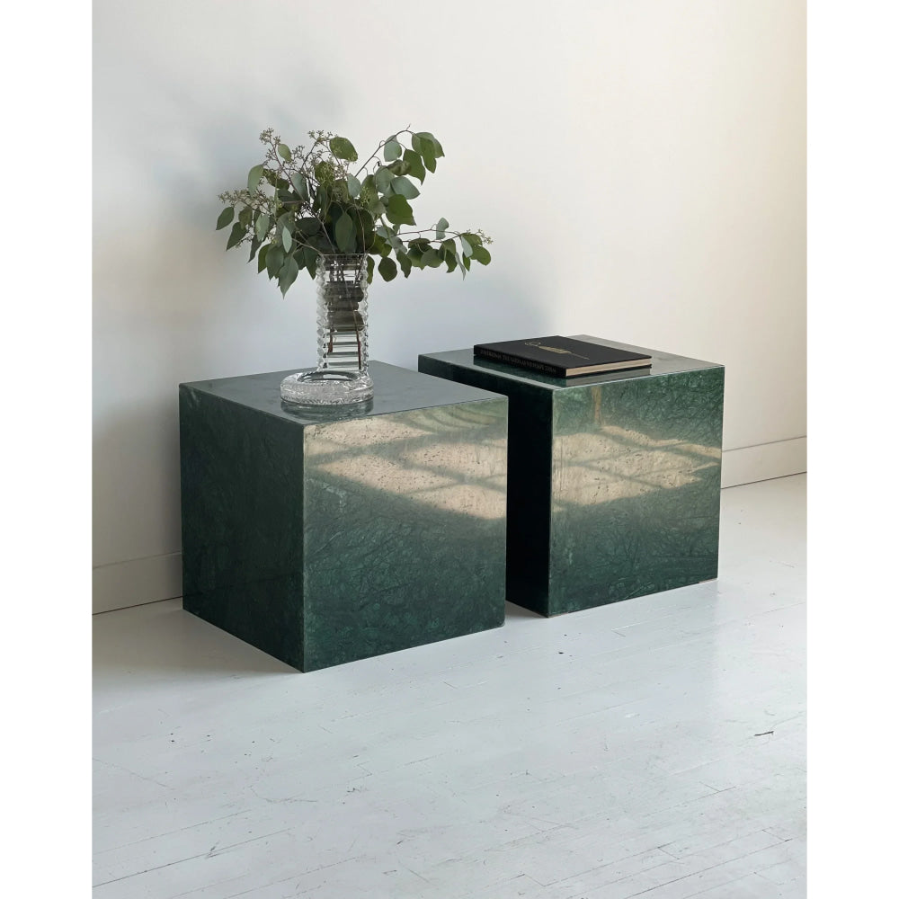 Green Marble Cube Side Tables | Luxury Interiors