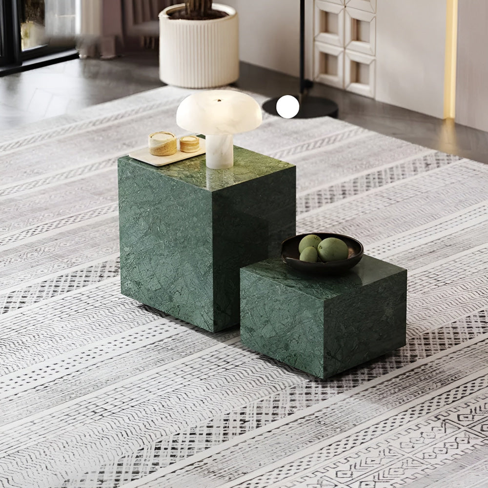 Green Marble Cube Side Tables | Luxury Interiors