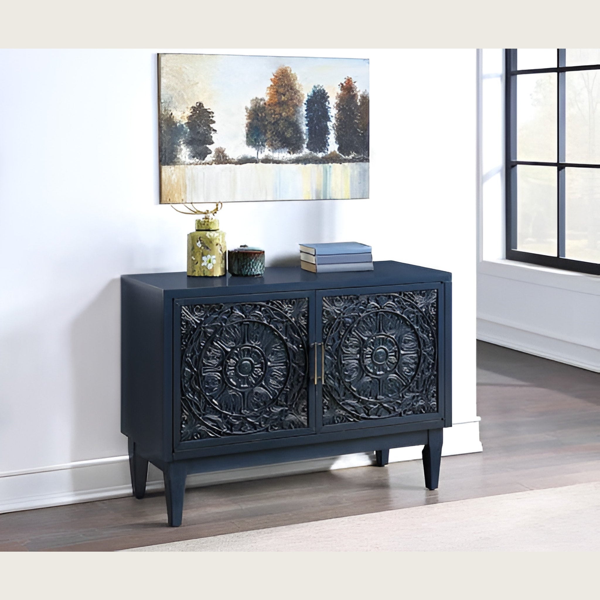 Hand-carved Black Wooden Cabinet Collection for Luxurious Interiors