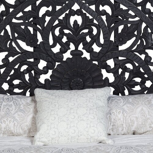 Hand-carved Mandala Bed Frame – Solid Wood King/queen Size