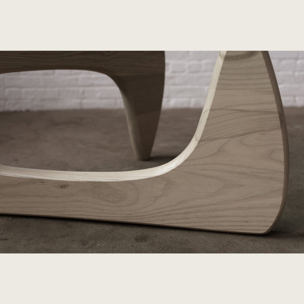 Noguchi Inspired Oval Glass Coffee Table – Elegant Japandi Wood Base for Modern Living Rooms