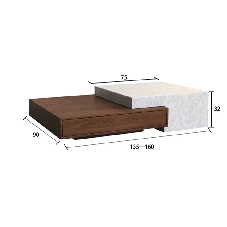 Japandi Coffee Table | Modern Minimalist Wood and Marble
