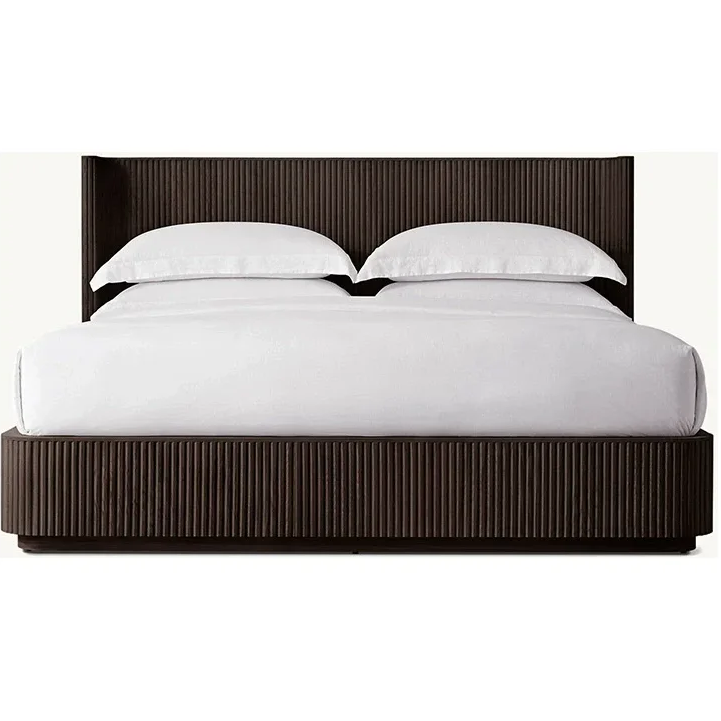 Fluted Oak Platform Bed | HLMPrhy58 - Beds