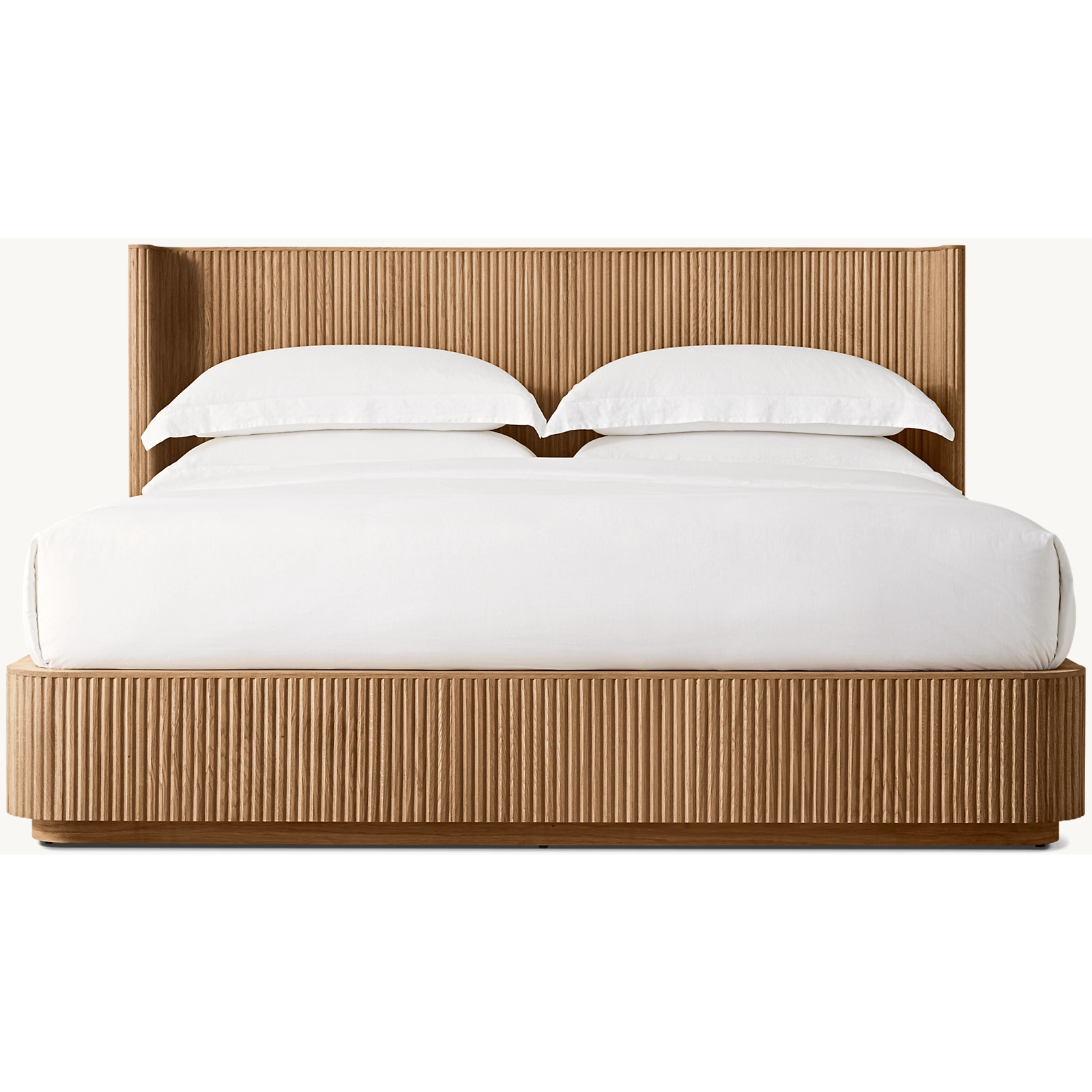 Fluted Oak Platform Bed | HLMPrhy58 - Beds