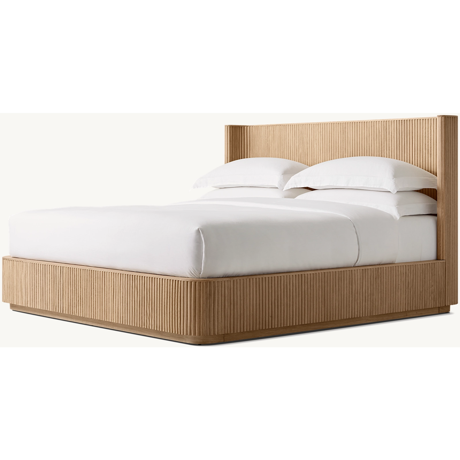 Fluted Oak Platform Bed | HLMPrhy58 - Beds