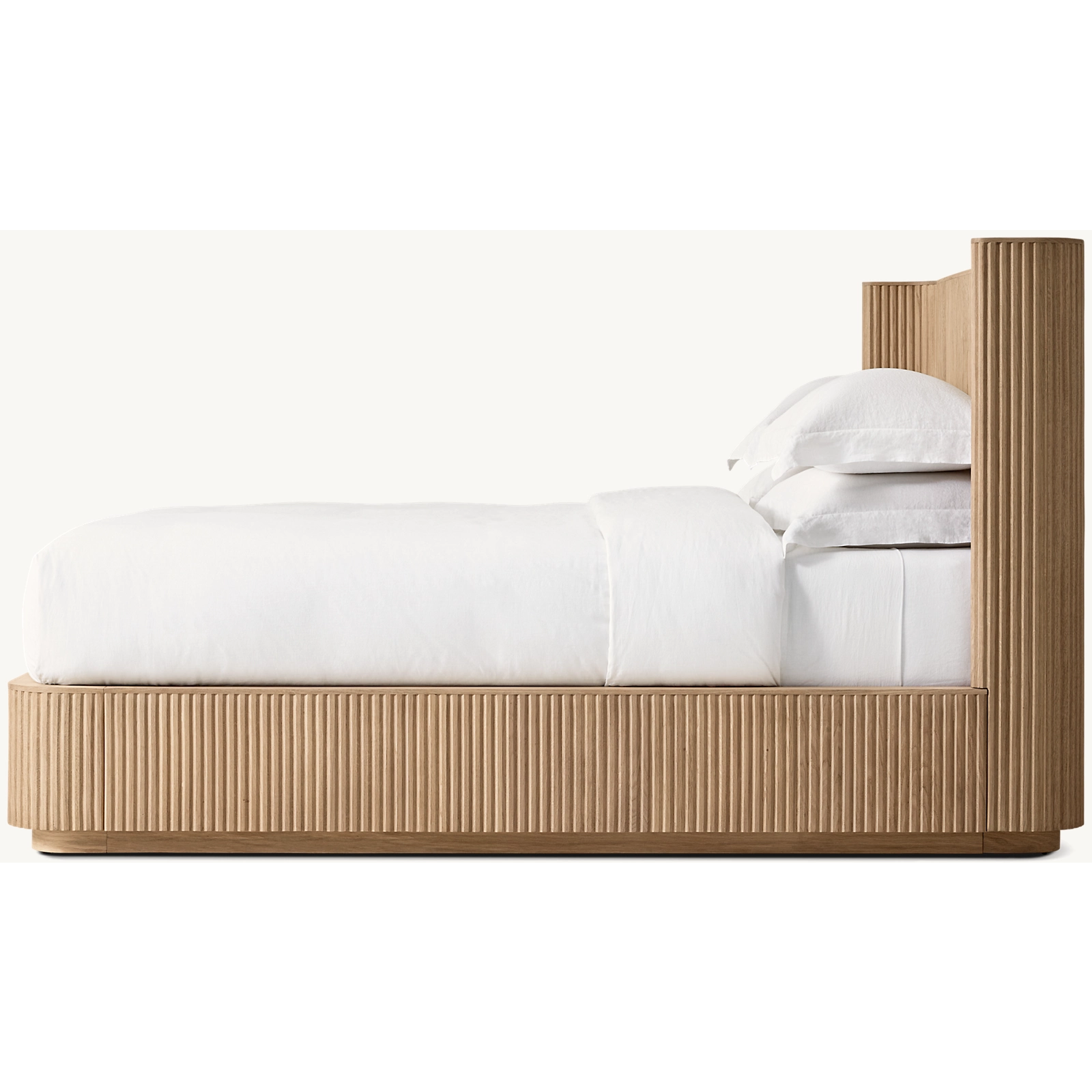 Fluted Oak Platform Bed | HLMPrhy58 - Beds