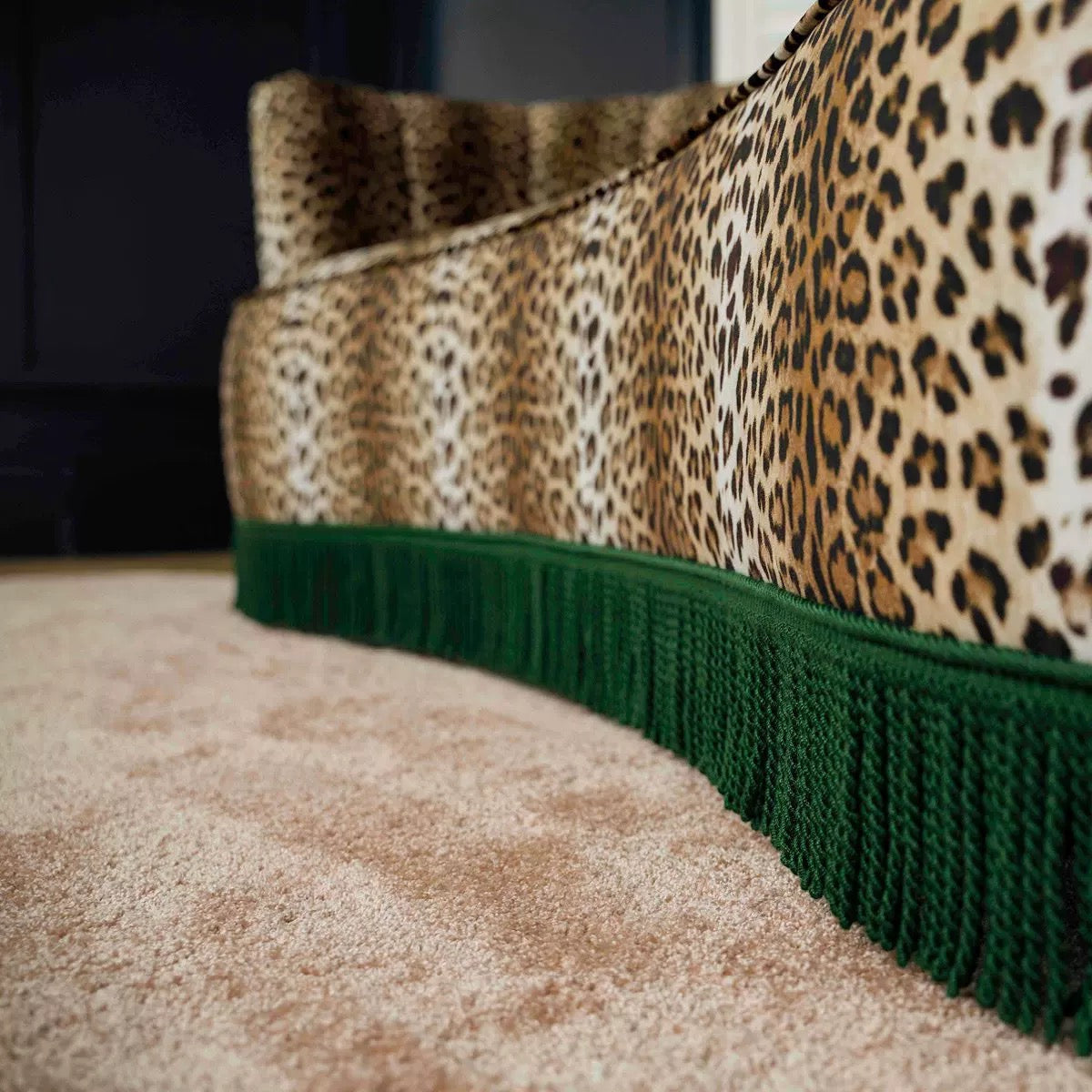 Luxury Leopard Print Velvet Sofa – Jacquard Fabric Available in Double or Three-seater | Interiors