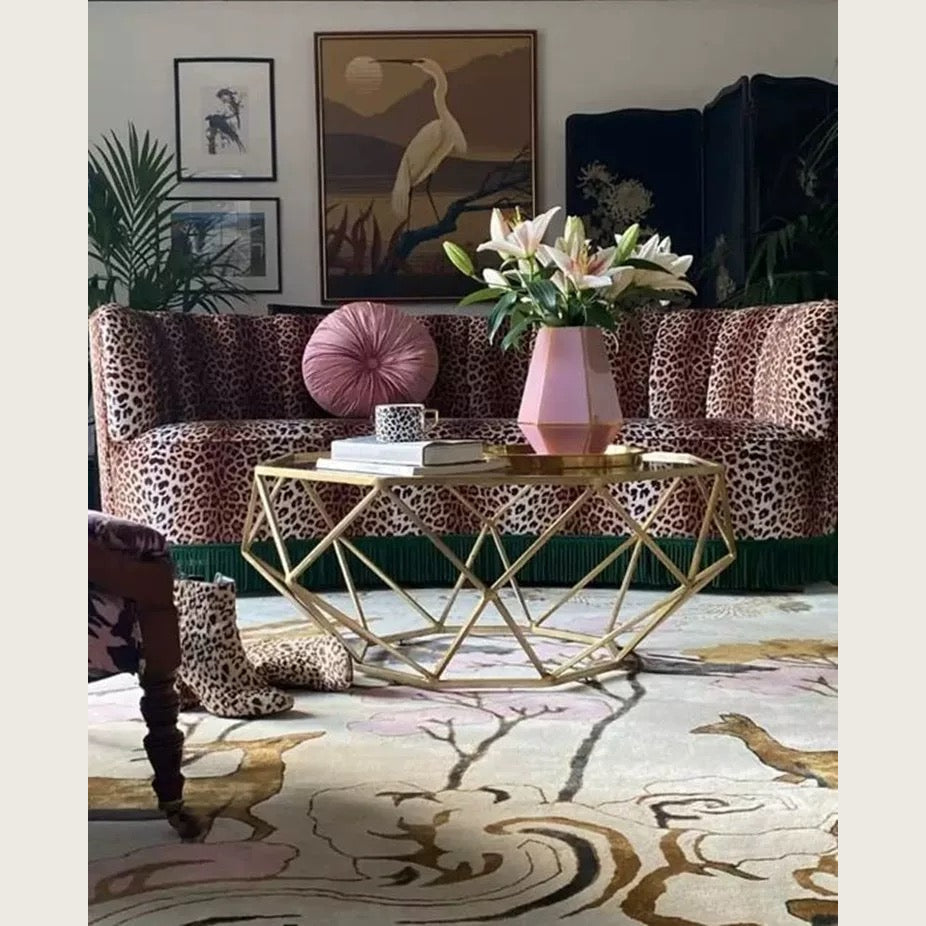 Luxury Leopard Print Velvet Sofa – Jacquard Fabric Available in Double or Three-seater | Interiors