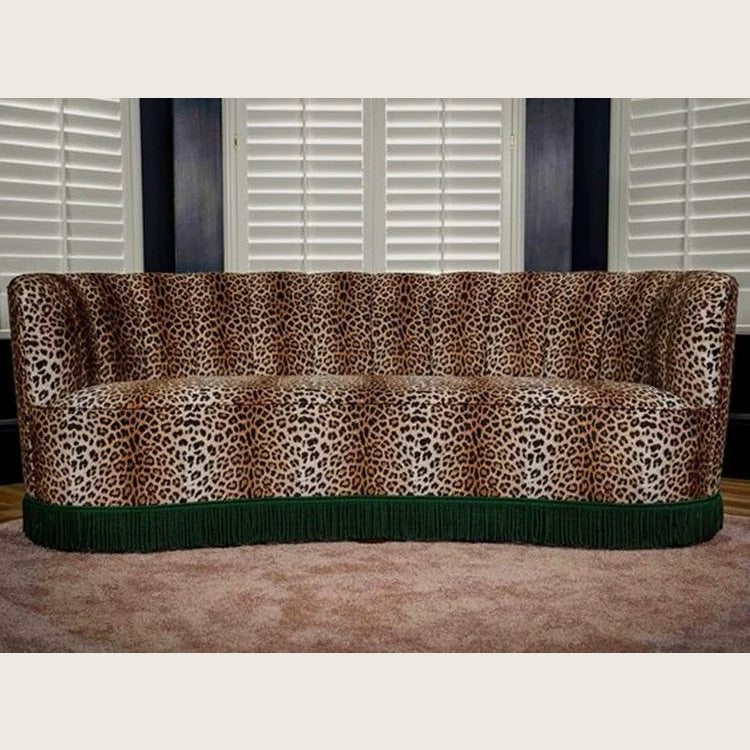 Luxury Leopard Print Velvet Sofa – Jacquard Fabric Available in Double or Three-seater | Interiors