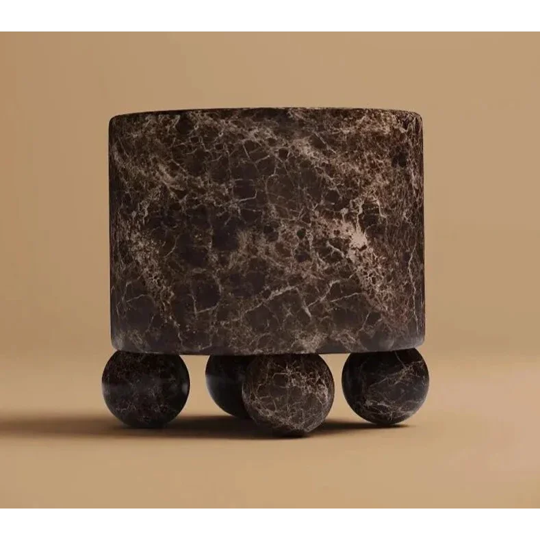 Modern Green Marble Side Table with Sphere Base – Luxury Accent Furniture