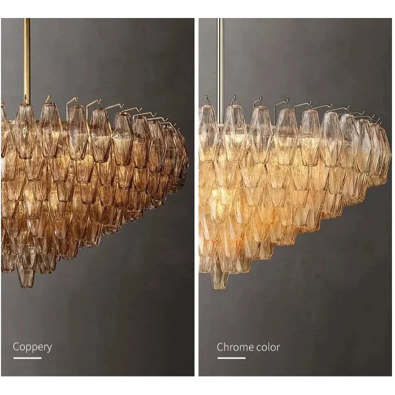 Mid-century Modern Crystal Chandelier – Luxury Smoked Glass Pendant Light for Dining or living room